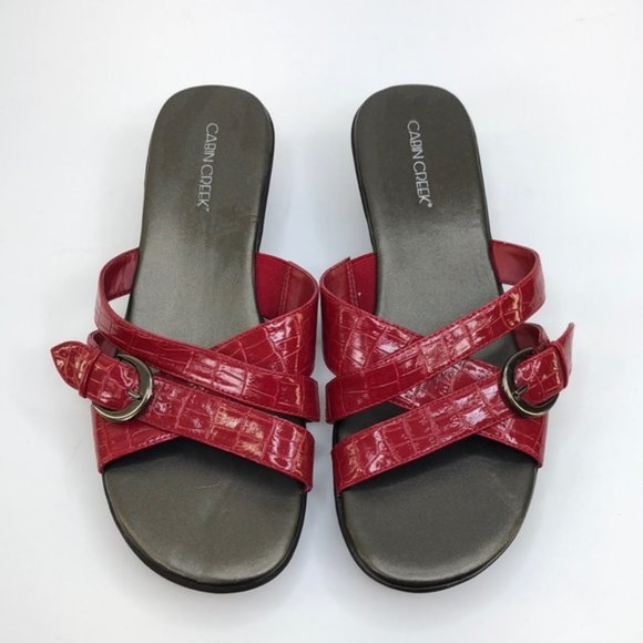Cabin Creek Red Strappy Slip-On Sandals - Picture 2 of 8